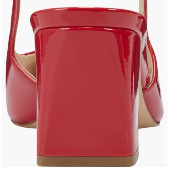 NWT Marc Fisher Leanea Slingback Red Glossy Faux-patent Leather Pump Block Heel - Picture 3 of 15